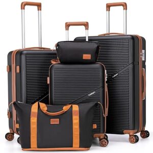 Luggage Sets 5 Piece Suitcases with Wheels, Suitcase Set ABS Hard Case Luggage with TSA Lock Spinner Wheels Durable Travel Luggage (5-Piece Set(20"/24"/28"))