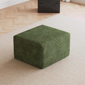 25.6" Corduroy Ottoman for Couch,Plush Memory Foam Couches Ottomans,Upholstered Boneless Couches Footrest for Living Room - Compressed Sofa in a Box No Assembly Require,Green